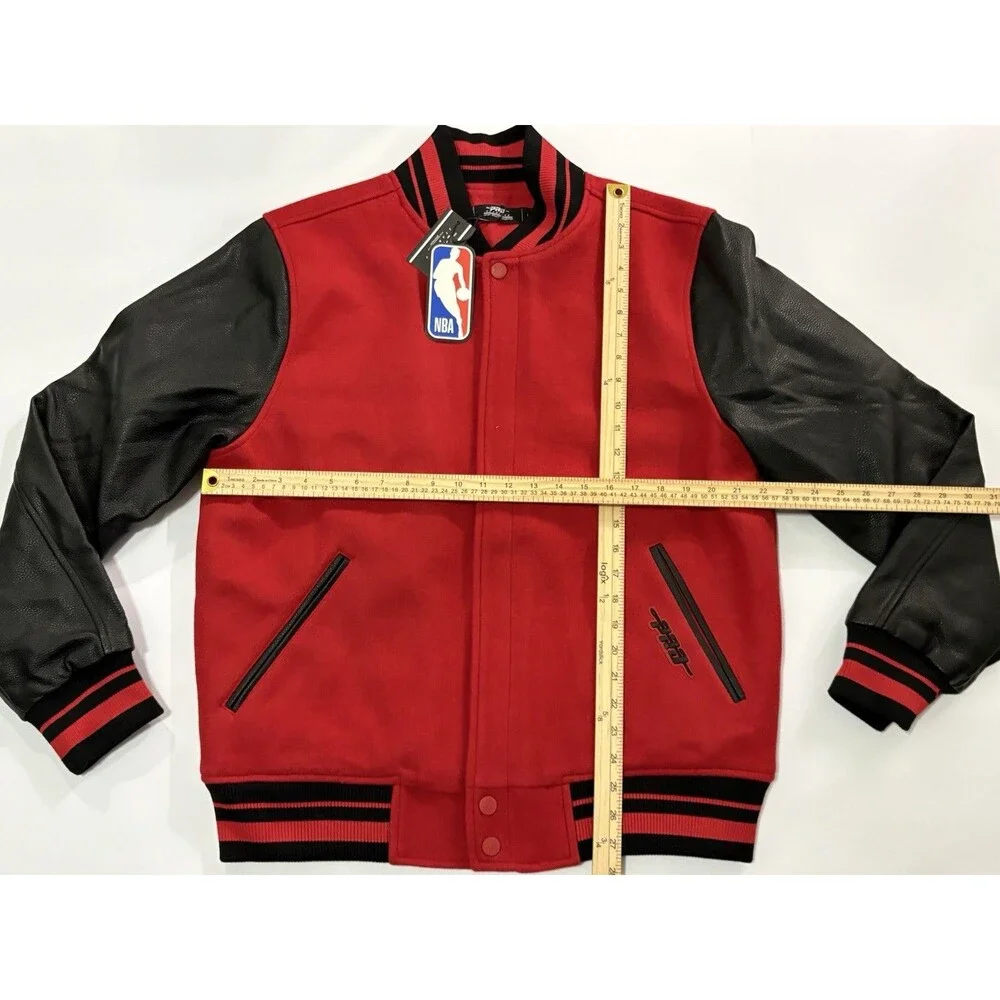 Pro Standard NBA Basketball Varsity Jacket Full Zip Red & Leather Men’s L NWT